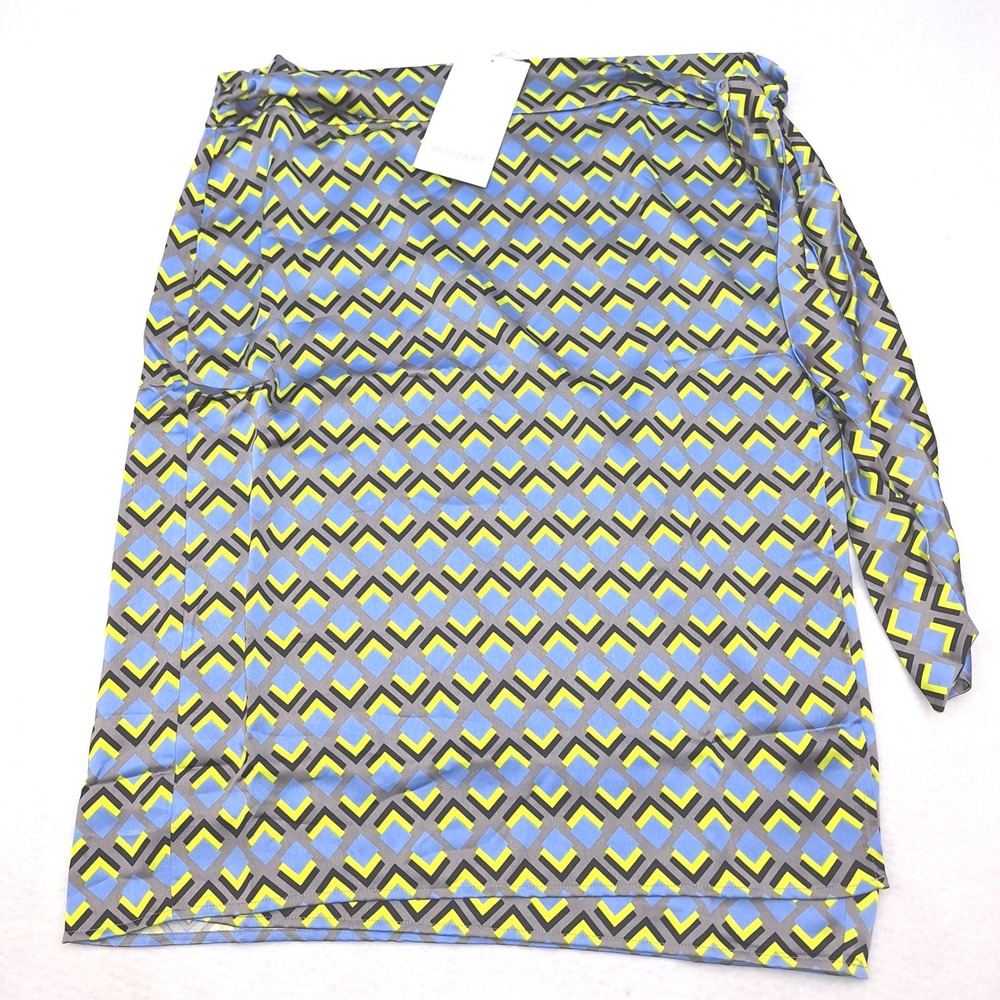 Wildfang Empower Satin Wrap Skirt Womens XL Cubic Geometric Chevron‎ Modern NWT